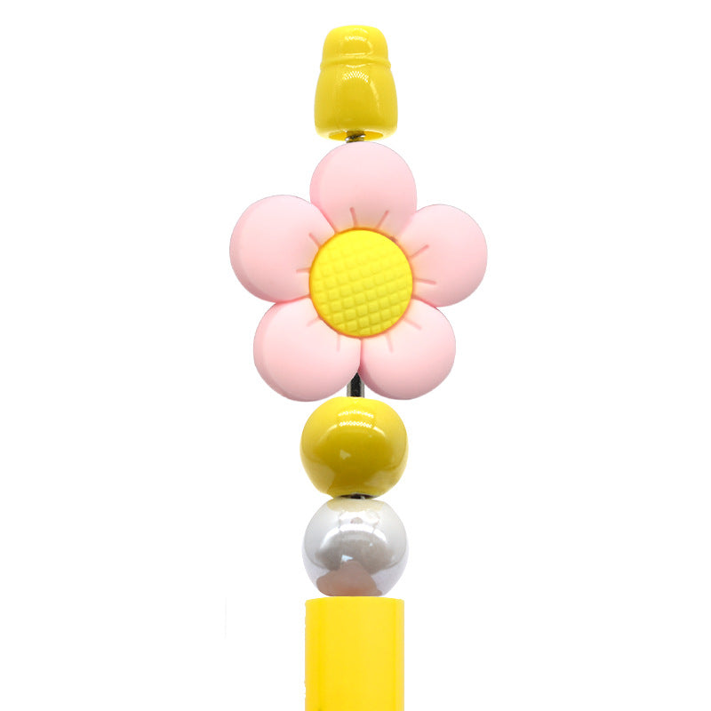 Wholesale Random100pcs Ballpoint Pen Beaded Accessories Cute Flowers Pvc Burnt Beads